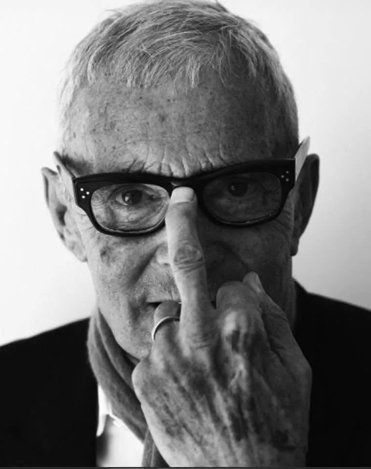 Vidal Sassoon, founder of the modern geometric haircut (1928-2012), black and white portrait